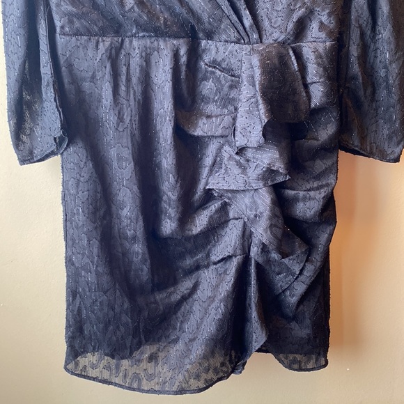 ✨BRAND NEW✨ DYNAMITE BLACK LEOPARD SPARKLY DRESS WITH RUFFLE DETAILING - Picture 14 of 16